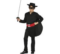 Fiestas Guirca – Costume enfant Bandit (10-12 ans) avec masque, chemise, cape – Noir