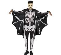 FIESTAS GUIRCA | Costume de Bat Skeleton Adulte (52-54/L) - Combinaison et Ailes - Costumes d'Animaux et de Squelettes pour Halloween, Carnaval et Fêtes Costumées - Idéal pour Hommes - Noir et Blanc