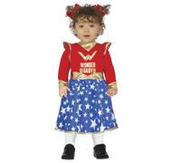 Fiestas Guirca Costume bébé Merveille Robe de super-héroïne rouge et bleue avec étoiles 18-24 mois