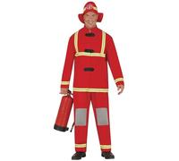 FIESTAS GUIRCA | Costume de Bombero Adulte (48-50/M) - Veste, Casque et Pantalon - Costumes de Métiers pour Halloween, Carnaval et Fêtes Déguisées - Idéal pour Adultes - Rouge