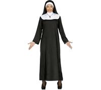 FIESTAS GUIRCA | Costume de Bonne Sœur pour Femme (38-40/M) - Robe et Coiffe - Costumes Religieux pour Halloween, Carnaval et Fêtes Costumées - Idéal pour Adultes - Noir et Blanc