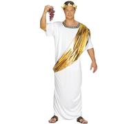 FIESTAS GUIRCA | Costume de César Romain Adulte (54-56/XL) - Toge - Costumes d'Empereur et Leader pour Fêtes Romaines et Grecques, Halloween, Carnaval et Mascarades - Idéal pour Homme - Blanc et Or