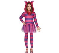 Fiestas Guirca Costume de chat du Cheshire pour enfant - Robe rose et violet - Pour carnaval (10-12 ans)