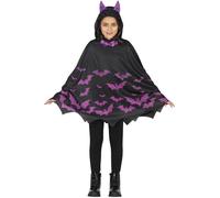 FIESTAS GUIRCA | Costume de Chauve-Souris Enfant (7-9 Ans) - Poncho et Cagoule - Costumes d'Animaux pour Halloween, Carnaval et Fêtes Costumées - Idéal pour Filles - Noir et Violet