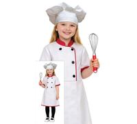 FIESTAS GUIRCA | Costume de Chef Enfant (10-12 ans) - Toque et Tablier - Tenues de Cuisinière pour Carnaval, Halloween et Fêtes Déguisées - Idéal pour Filles - Blanc et Rouge