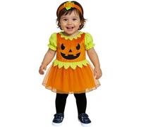 FIESTAS GUIRCA | Costume de Citrouille Bébé (12-18 mois) - Robe et Serre-tête - Déguisements d'Halloween pour Jeunes Filles - Parfait pour Fêtes Déguisées et Événements Enfants - Orange et Vert