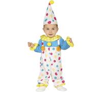 FIESTAS GUIRCA | Costume de Clown à Pois pour Bébé (12-18 Mois) - Bonnet et Combinaison - Costumes de Cirque et Carnaval pour Fêtes Costumées et Célébrations Enfantines - Unisexe - Multicolore