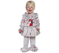 FIESTAS GUIRCA | Costume de Clown Maléfique Bébé (12-18 Mois) - Pantalon et Robe - Costumes d'Halloween pour Bébés Unisexe - Idéal pour Fêtes Costumées et Célébrations - Gris et Rouge