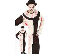 FIESTAS GUIRCA | Costume de Clown Terrifiant (14-16 ans) - Combinaison - Costumes de Clown Tueur pour Halloween, Carnaval et Fêtes de Costumes d'Horreur - Idéal pour Adolescents - Blanc et Noir