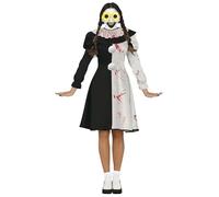 FIESTAS GUIRCA | Costume de Clown Terrifiant pour Femme (36-38/S) - Col et Combinaison - Costumes de Clown pour Halloween, Carnaval et Fêtes Costumées - Idéal pour Adultes - Blanc et Noir