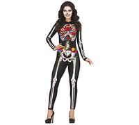 FIESTAS GUIRCA Costume de Combinaison Imprimé Jour des Morts - Déguisement Squelette Sexy avec des Fleurs Costume d'Halloween pour les Femmes Taille 42-44 L