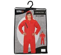 FIESTAS GUIRCA | Costume de Condamné Adulte (46-48/S) - Capuche et Combinaison - Costumes de Prisonnier et Voleur pour Halloween, Carnaval et Fêtes de Cinéma - Idéal pour Adultes - Rouge