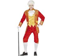FIESTAS GUIRCA | Costume de Conde Adulte (52-54/L) - Veste, Pantalon et Plastron - Costume de Marquis pour Halloween, Carnaval et Fêtes Déguisées - Idéal pour Hommes - Or et Rouge