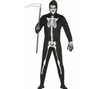 FIESTAS GUIRCA Costume de Déguisement Squelette de la Faucheuse pour Hommes - Costume de Mort Noire - Costumes d'Halloween pour Hommes Taille Ados 14-16 Ans
