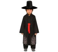 Fiestas Guirca – Déguisement enfant Démon noir – Chemise, ceinture, chapeau, pantalon – 7-9 ans