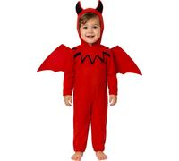 FIESTAS GUIRCA | Costume de Diablillo Bébé - Combinaison, Cagoule, Ailes et Queue - Costumes de Démon et Diable pour Halloween, Carnaval et Fêtes Costumées - Idéal pour Bébé Unisexe