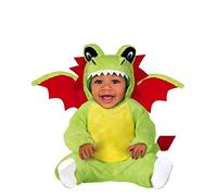 FIESTAS GUIRCA | Costume de Dragon Bébé (18-24 Mois) - Combinaison, Cagoule, Ailes et Queue - Costumes d'Animaux pour Halloween, Carnaval et Fêtes Costumées - Idéal pour Bébé Unisexe - Vert et Rouge