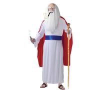 Fiestas Guirca Costume de druide adulte (48-50/M) - tunique, cape, ceinture, perruque - blanc/rouge