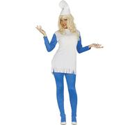 FIESTAS GUIRCA | Costume de Enanita Azul pour Femme (44-46/XL) - T-shirt, Bonnet, Pantalon et Robe - Costumes de Contes, Fées et Journée du Livre pour Fêtes Déguisées et Carnaval - Bleu