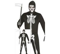 FIESTAS GUIRCA | Costume de Esqueleto Adulte (48-50/M) - Capuche et Combinaison - Costumes de Halloween, Carnaval et Fêtes Déguisées de Squelettes - Idéal pour Adultes - Noir et Blanc
