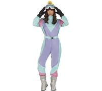 FIESTAS GUIRCA | Costume de Esquiadora de los 80 (38-40/M) - Combinaison Rétro - Costumes Années 80 et Sports pour Halloween, Carnaval et Fêtes Déguisées - Idéal pour Femme Adulte - Bleu