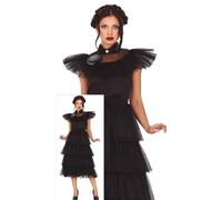 FIESTAS GUIRCA Costume de Fille de Famille Gothique la Reine de Nuit - Robe Noire Elégante - Déguisement Halloween Fille Teenager 14-16 Ans