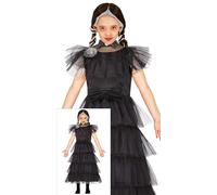 FIESTAS GUIRCA Costume de Fille de Famille Gothique la Reine de Nuit - Robe Noire Elégante - Déguisement Halloween Fille 5-6 Ans
