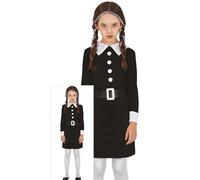 FIESTAS GUIRCA Costume de Fille de Famille Gothique - Robe Noire - Déguisement Halloween Fille 10-12 Ans