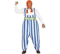 FIESTAS GUIRCA | Costume de Galo Forzudo Adulte (54-56/XL) - Ceinture et Pantalon - Costumes de Guerriers et Vikings pour Halloween, Carnaval et Fêtes Déguisées - Idéal pour Hommes - Bleu et Blanc