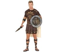 FIESTAS GUIRCA | Costume de Guerrero Romano Gladius (48-50/M) - Cape et Tunique - Costumes de Romains et Grecs pour Halloween, Carnaval et Fêtes Déguisées - Idéal pour Homme Adulte - Marron et Or