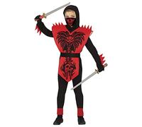 FIESTAS GUIRCA Costume de Guerrier Ninja Rouge Cobra - Déguisement d'Halloween pour Garçons 7-9 Ans