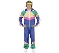 FIESTAS GUIRCA | Costume de Gymnaste Adulte (48-50/M) - Veste et Pantalon - Costumes de Sport et Années '80 pour Halloween, Carnaval et Fêtes Déguisées - Idéal pour Homme - Bleu et Multicolore