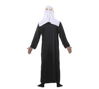 FIESTAS GUIRCA | Costume de Jeque Arabe Adulte (52-54/L) - Coiffe et Tunique - Costumes de Prince du Désert et Cheik pour Halloween, Carnaval et Fêtes Déguisées - Idéal pour Hommes - Noir et Or