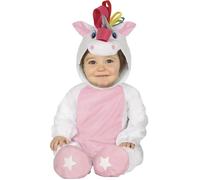 FIESTAS GUIRCA | Costume de Licorne Bébé (12-18 Mois) - Cagoule, Combinaison et Pieds - Costumes d'Animaux et de Fantaisie pour Halloween et Fêtes Costumées - Idéal pour Filles - Blanc et Rose