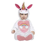 FIESTAS GUIRCA | Costume de Licorne Bébé (12-18 Mois) - Cagoule et Combinaison - Costumes d'Animaux et de Fantaisie pour Halloween et Fêtes Costumées - Idéal pour Petites Filles - Blanc et Rose