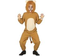 Fiestas Guirca - Costume enfant Lion 5-6 ans - Cagoule, queue et combinaison - Marron