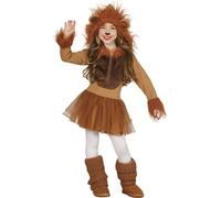 FIESTAS GUIRCA | Costume de Lionne Enfant (7-9 ans) - Capuche, Queue et Robe - Costumes d'Animaux pour Halloween, Carnaval et Fêtes Costumées - Idéal pour Filles - Marron