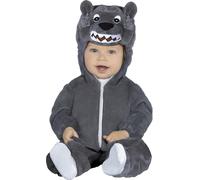 Fiestas Guirca Costume loup bébé 12-18 mois – cagoule, queue, combinaison, unisexe – Gris