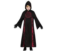 FIESTAS GUIRCA Costume de magicien des ténèbres - Robe noire à capuche - Costume de secte satanique prêtre - Costume d'Halloween pour enfant garçon