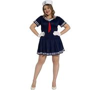 FIESTAS GUIRCA | Costume de Marin Femme (38-40/M) - Robe et Chapeau - Costumes de Militaires, Pilotes et Années '40 pour Halloween, Carnaval et Fêtes Costumées - Idéal pour Femme - Bleu et Blanc