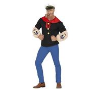 FIESTAS GUIRCA | Costume de Marinero Adulte (52-54/L) - T-shirt, Casquette et Bras - Costumes de Contes, Fées et Cinéma pour Halloween, Carnaval et Fêtes Déguisées - Idéal pour Hommes - Noir et Blanc