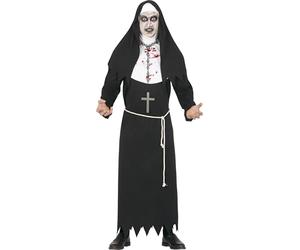 FIESTAS GUIRCA | Costume de Moine Adulte (52-54/L) - Tunique, Ceinture et Coiffe - Costumes de Religion et Monastère pour Halloween, Carnaval et Fêtes Déguisées - Idéal pour Hommes - Blanc et Noir