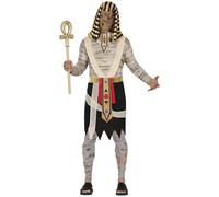 FIESTAS GUIRCA | Costume de Momie Pharaon pour Homme (52-54/L) - Robe, Ceinture, Coiffe et Col - Costumes d'Égyptiens et Momies pour Halloween, Carnaval et Fêtes Costumées - Adulte - Beige et Noir
