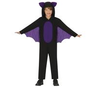 FIESTAS GUIRCA | Costume de Murciélago Enfant (7-9 ans) - Combinaison, Capuche et Ailes - Costume pour Halloween et Fêtes - Noir et Violet