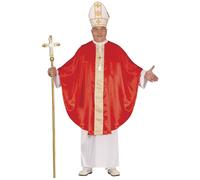 Déguisement Pape Homme - Religion - Tunique Blanche, Cape Rouge, Chapeau Blanc et Doré - Polyester L