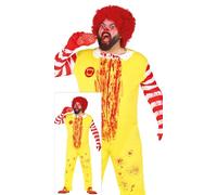 FIESTAS GUIRCA | Costume de Payaso Burger pour Adulte (52-54/L) - Combinaison - Costumes de Clown pour Halloween, Carnaval et Fêtes Déguisées - Idéal pour Hommes - Jaune et Rouge