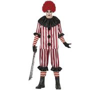 FIESTAS GUIRCA | Costume de Payaso Diabólico Adulte (46-48/S) - Chemise, Col et Pantalon - Costumes de Clown Maléfique pour Halloween, Carnaval et Fêtes de Terreur - Idéal pour Hommes - Noir et Rouge