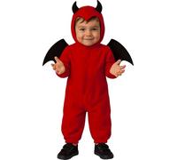 FIESTAS GUIRCA | Costume de Petit Diable Bébé (18-24 Mois) - Ailes, Cagoule et Combinaison - Costumes d'Halloween, Diables et Démons pour Fêtes Costumées - Idéal pour Bébé - Rouge et Noir