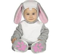 FIESTAS GUIRCA | Costume de Petit Lapin Bébé (18-24 Mois) - Combinaison, Queue, Bonnet et Pattes - Costumes d'Animaux pour Bébé Unisexe - Idéal pour Fêtes Costuméesl et Halloween - Gris et Rose