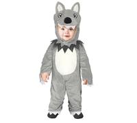 FIESTAS GUIRCA | Costume de Petit Loup Bébé (18-24 Mois) - Cagoule et Combinaison - Costumes d'Animaux pour Halloween, Carnaval et Fêtes Costumées - Idéal pour Bébé et Petits Enfants - Gris